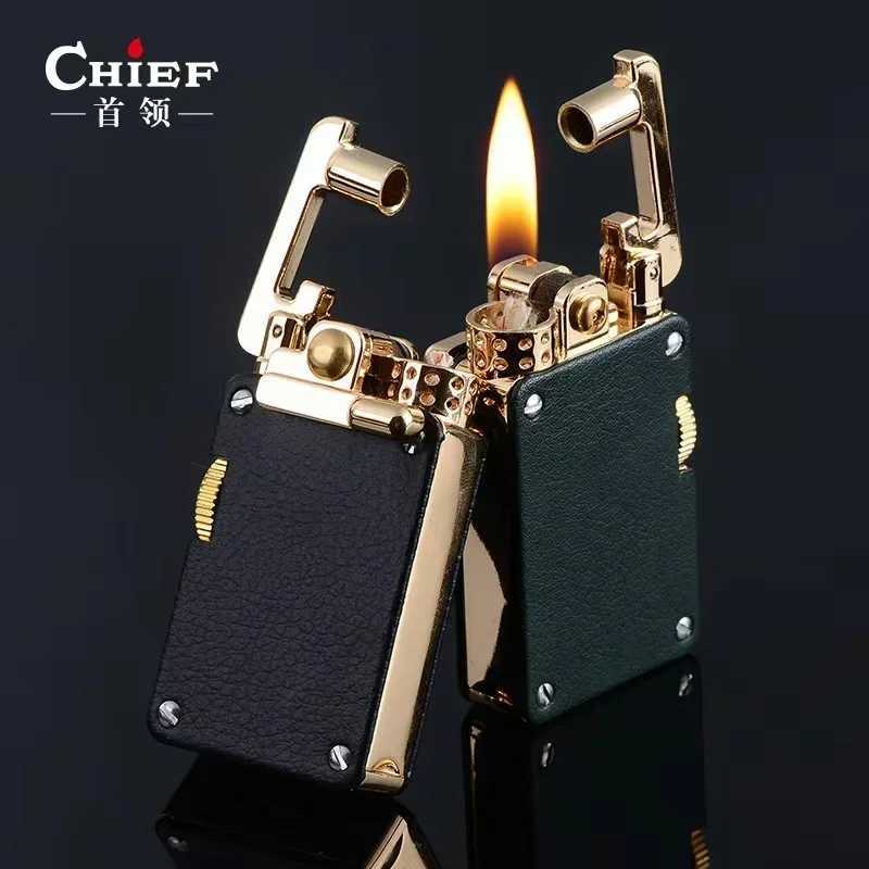 CHIEF Lighter Light Luxury Rocker Ejection Ignition Mechanical Personalized Mens Business Gift Collectible Torch Lighter N260311