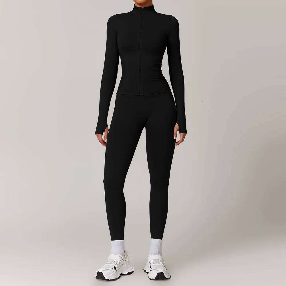 Seamless Clothes Women Sportswear Yoga Suits Tracksuits Fitness Zipper Long Sleeved Sports Set Gym Leggings 26H0311