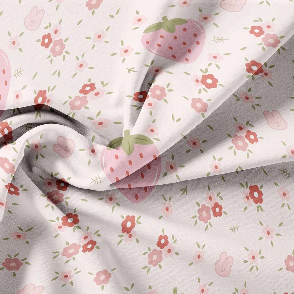 3pcs Cartoon Cute Pink White Heart Strawberry Duvet Cover Set - Sweet Floral Fruit Design For Girls Festival Birthday Gifts H260311