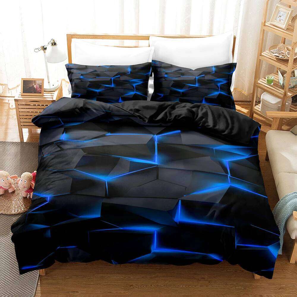 Red grid pattern Bedding Football Stars Duvet Cover Set with Pillowcases King Queen Twin Double Size Comforter cover set H260311