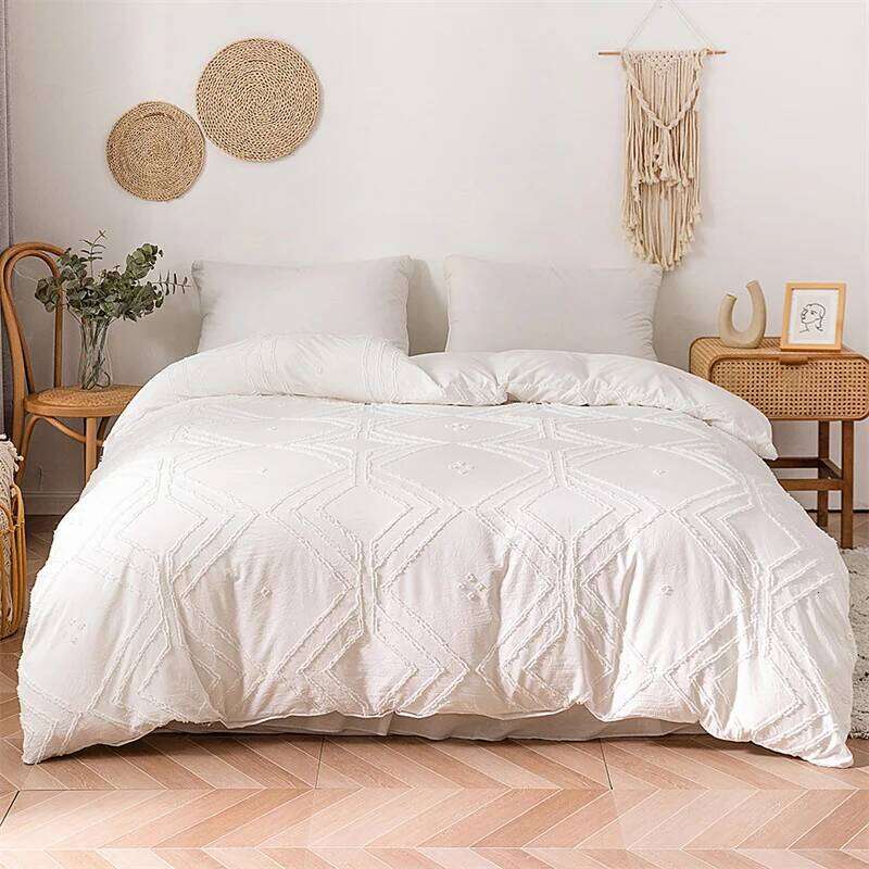Quality Geometric Cut Flowers Duvet Cover King Size Pure Color Queen Bedding Set Twin High End Quilt Covers Pillow Case H260311