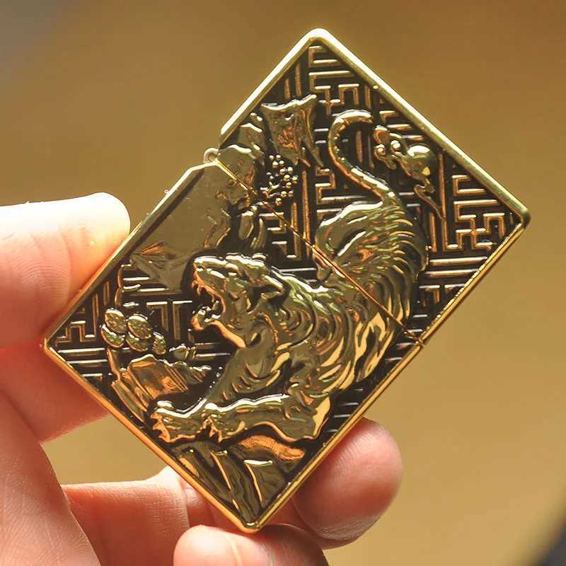 Kerosene Lighter Personalized Armor Tiger-huge Power Windproof Lighter Creative Mens Gadget Gift Lighter N260311