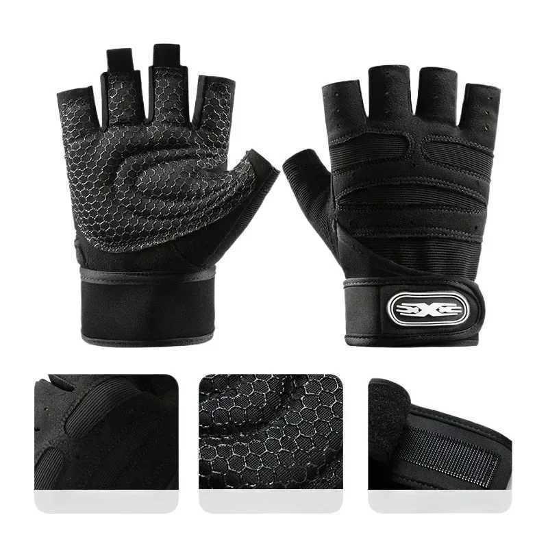 Fitness Half-finger Gloves Sports Exercise Men Women Protective Anti-slip Wrist Guard Barbell Cycling Equipment Training Gloves M260311