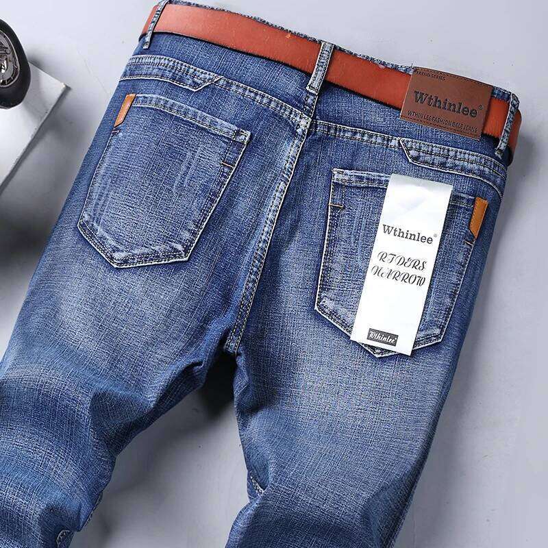 Classic Business casual Jeans 2023 new Fashion Blue Slim Stretch Denim Trousers Male high pants men Clothing Z260225