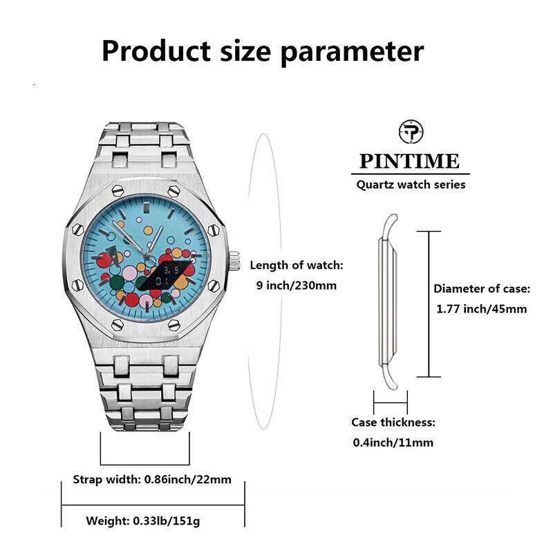 Quartz Watch For Men Geometric Design Fashion Sports Waterproof Chronograph Luminous Man Wristwatch Business Men's Watches Clock