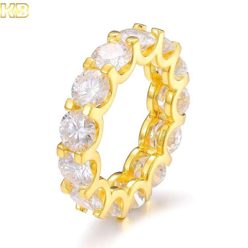 Hip-Hop Moissanite Champion Iced-Out Men's Pure Silver Jewelry Gold Ring 123