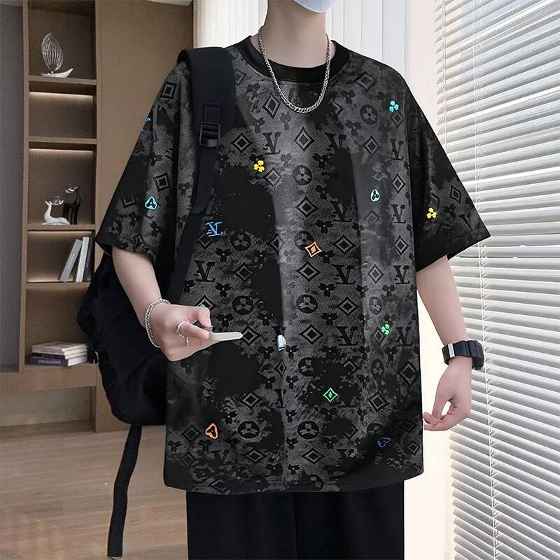 Crew Neck Short-Sleeve Daily T-Shirt Fashionable Prints Comfortable Trendy Casual Men's Sports Jacket Simple High-Quality