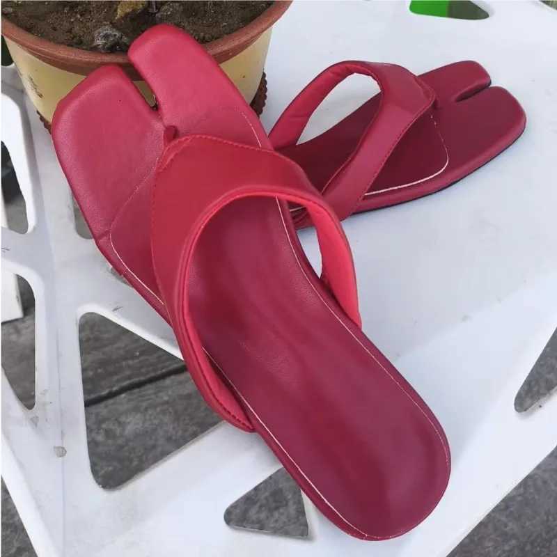 Split toes Flats Sandals Women Slides Shoes Square Toe Flip Flops Clip Toe Casual Summer Beach Walking Sandalias K260311