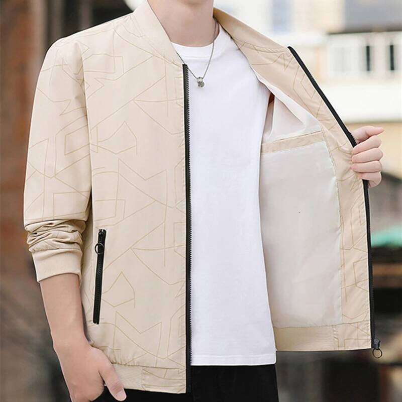 Spring and Autumn New Baseball Collar Short Loose Solid Color Jacket Men's Business Casual Thin Coat Trend Size M-5XL 26H0311