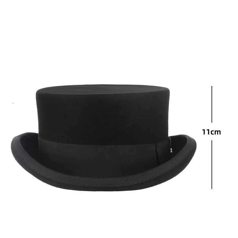 Men top hat Wool Bowler Hat Derby Hat Autumn Winter Vintage British Style Jazz Cap Presidential Hat 11 cm high magician hat X260311 - view 6