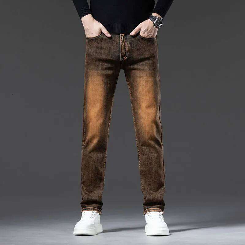 Autumn Men's Jeans High Quality Elastic Cotton Classic Business Straight Trousers Male Fashion Casual Vintage Wash Denim Pants Z260225