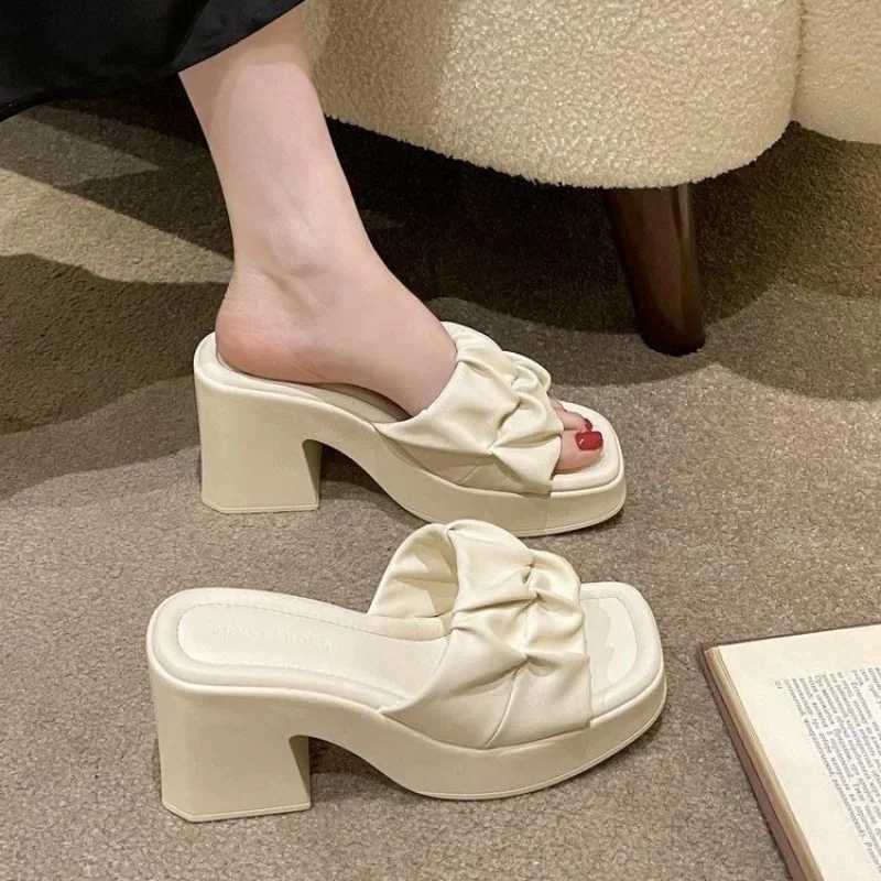 Summer High-heeled Casual Women Fish Mouth Shoes Ladies Shoes on Sale Fashion New Square Toe Anti-wrinkle Womens K260311