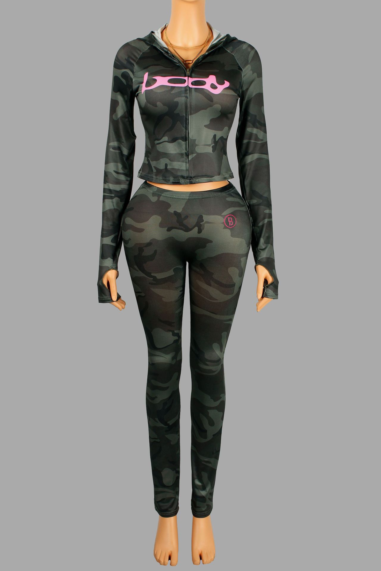 Women's Tracksuits Weird Puss Tie Leopard Tracksuit 2-Piece Set Women Letter Print Zip Hooded Crop Jacket Leggings Stretch Sporty Street Y2K