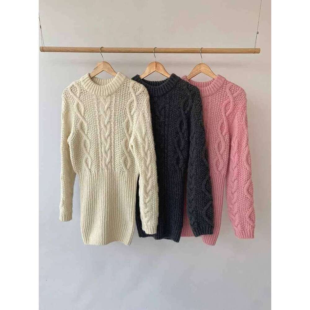 Bodycon Knit Chunky Cable-knit Long Sleeve Ribbed Mini Sweater Dress Women Autumn Winter Outfit Z260311