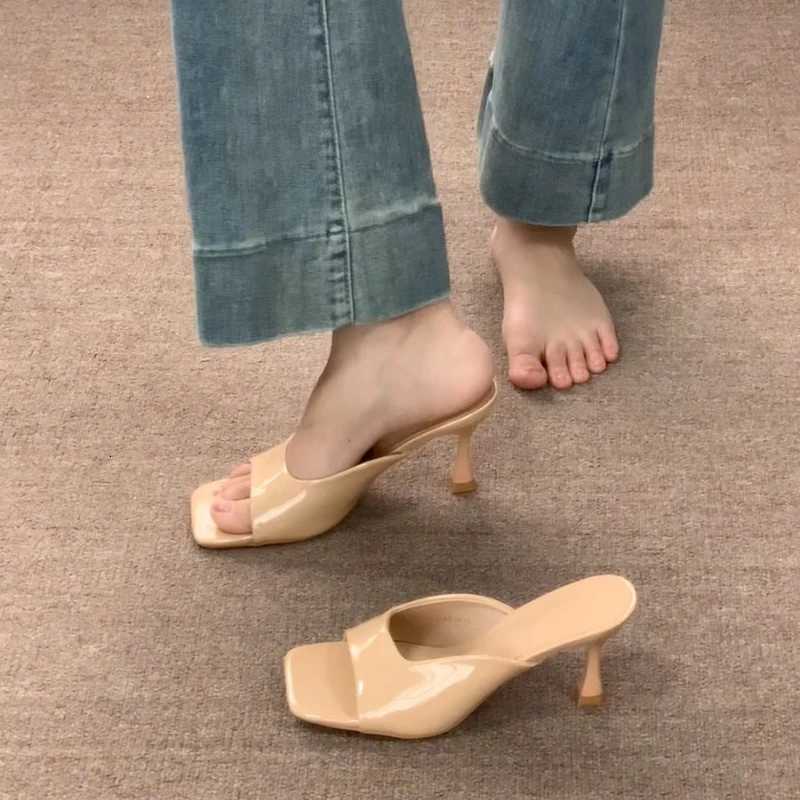 Street Style Summer Square Toe High Heel Women Fashion Party Stripper Mules Female Slides Shoes Zapatos De Mujer K260311