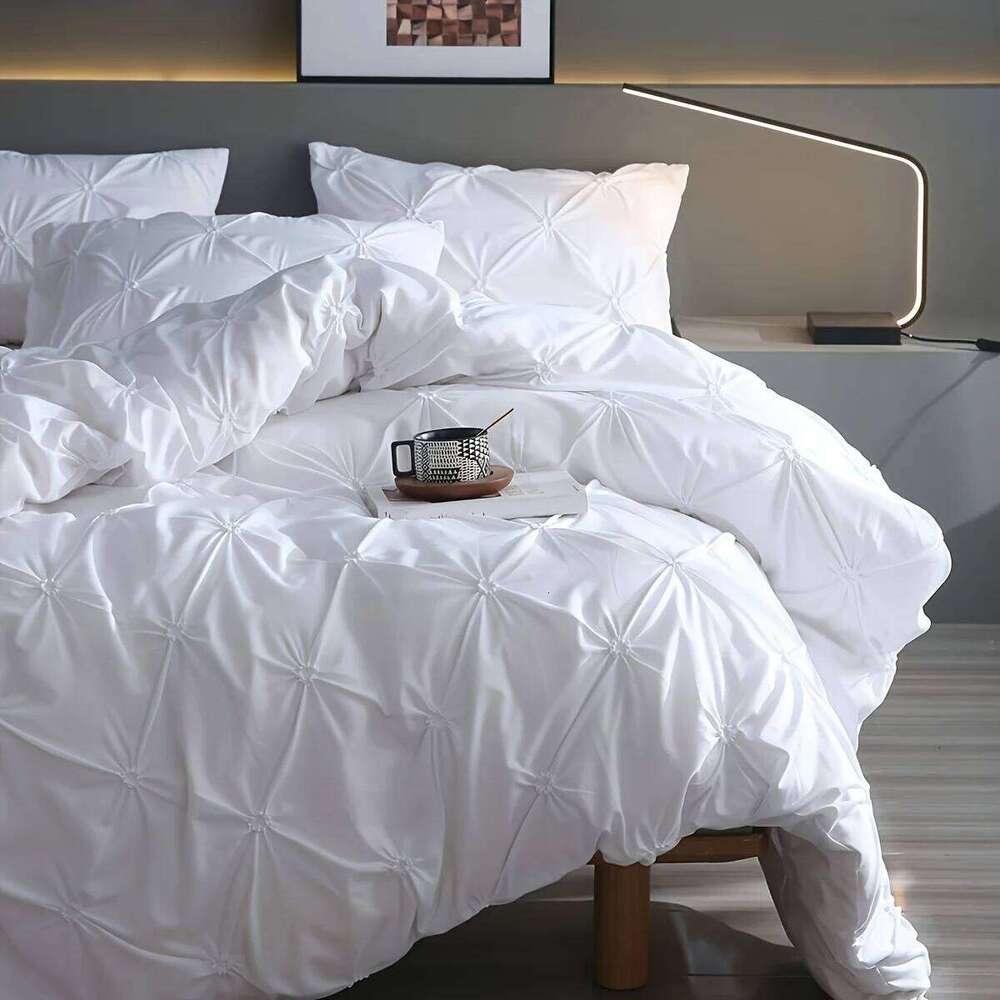 2/3 pieces of fashionable, simple and versatile solid color jacquard patterned quilt cover three-piece set, suitable for bedroom H260311