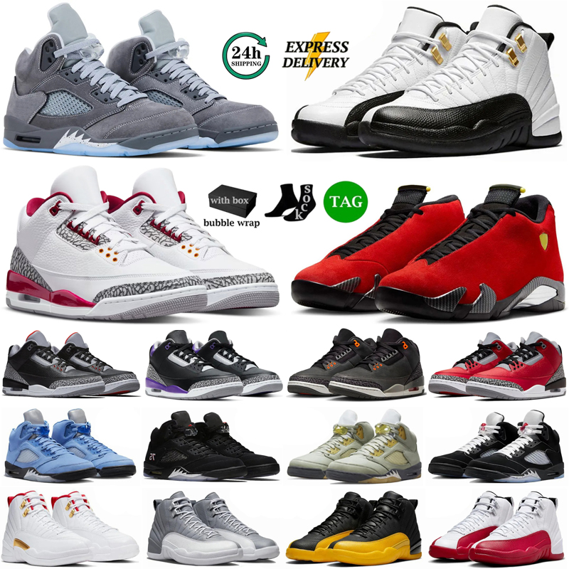 With Box 3s 5s 12s Basketball Shoes Mens Womens Designer Shoes 5 Wolf Grey Fire Red Metallic Black Cement UNC University Gold Trainers Sneakers Sports Outdoor shoes