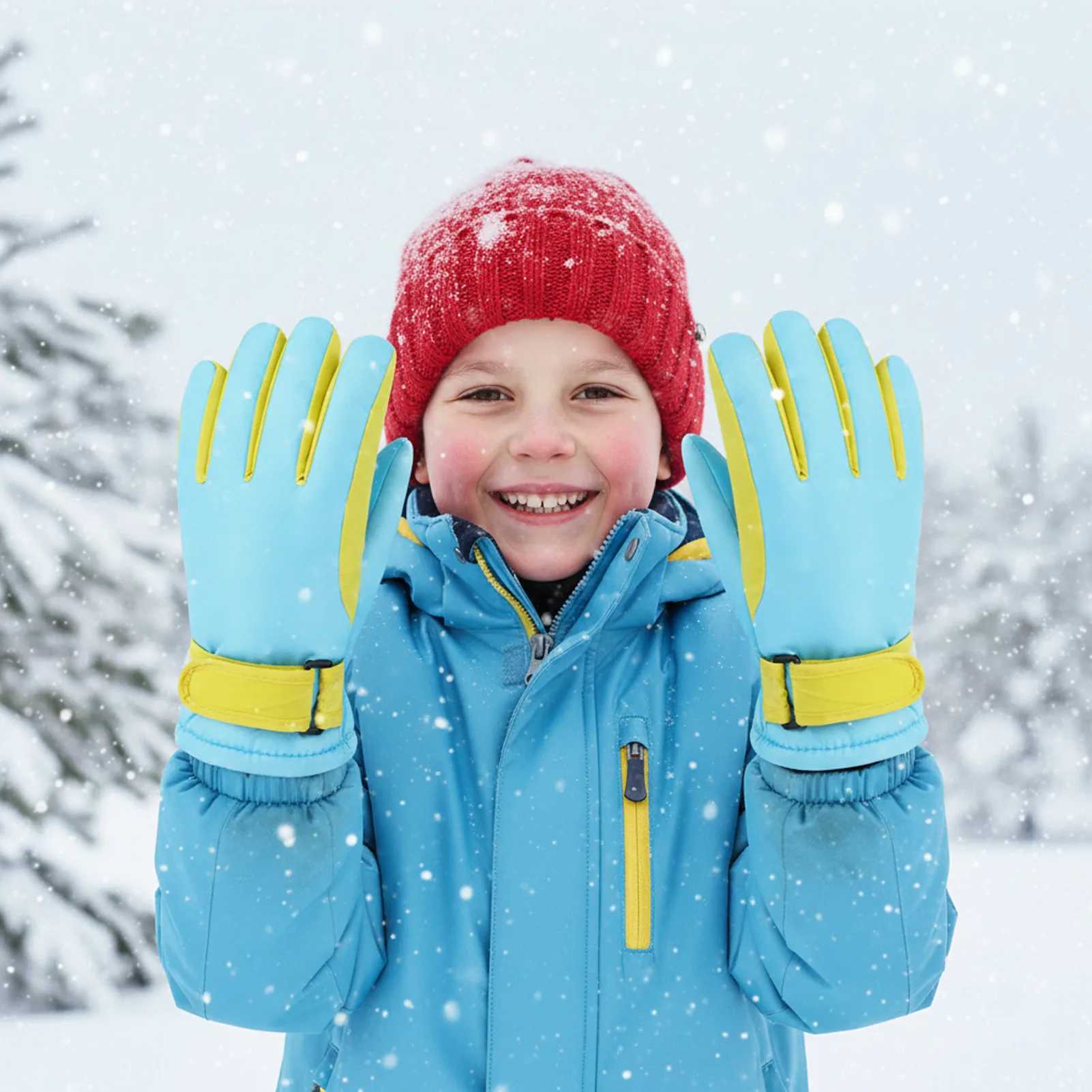 Kids Insulated Ski Gloves Touchscreen 3-9 Years Waterproof Windproof Thermal Winter Snow Gloves for Boys Girls Outdoor Sports M260311