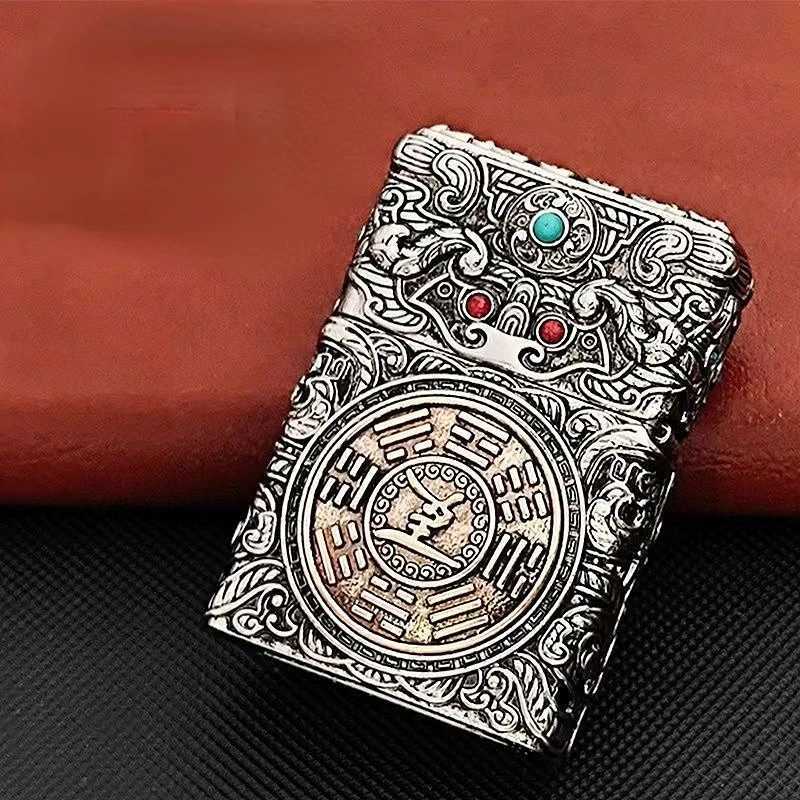 Creative six-sided three-dimensional engraving kerosene lighter rotating sticker armor lighter cigarette lighting tool N260311