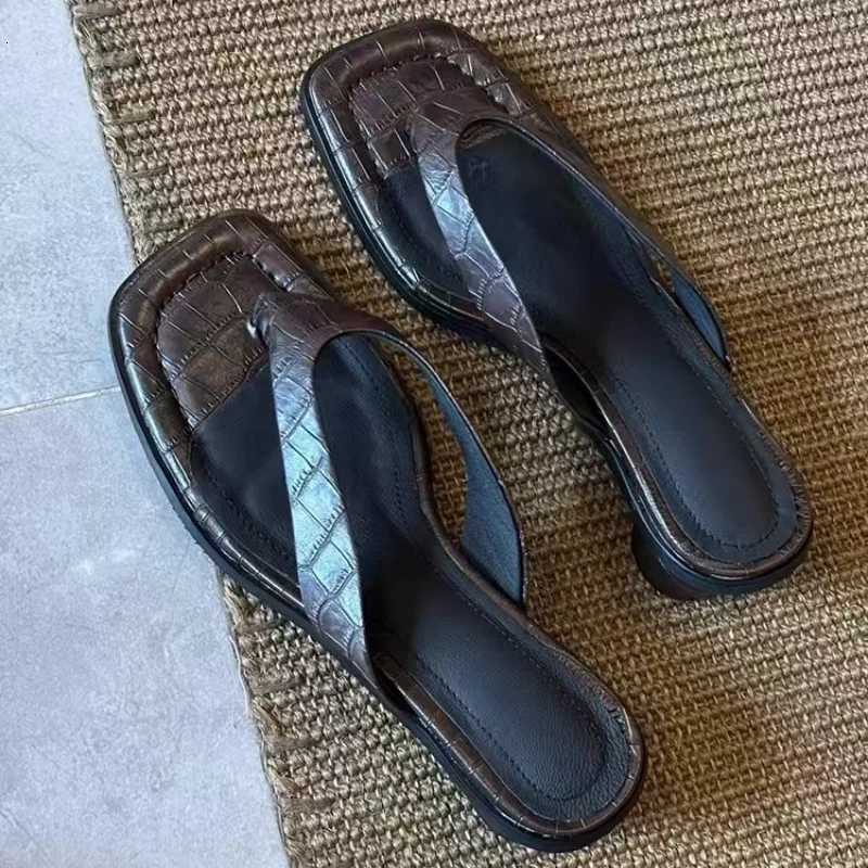 Mid Heels Clip Toe Slippers Women Chunky Shoes Heeled Sandals Summer 2025 Pumps Slides New Party Dress Elegant Mujer Sandalias K260311