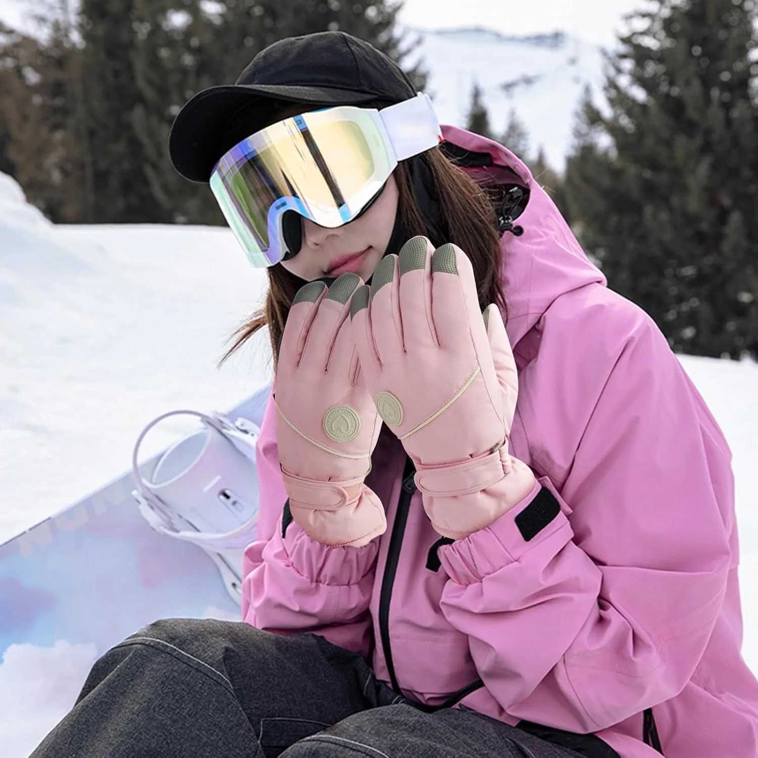 ZHUOHUA Women Ski GlovesWindproof Thermal Touchscreen Gloves Waterproof Winter Warm Snow Glove for Skiing Cycling Outdoor Sport M260311