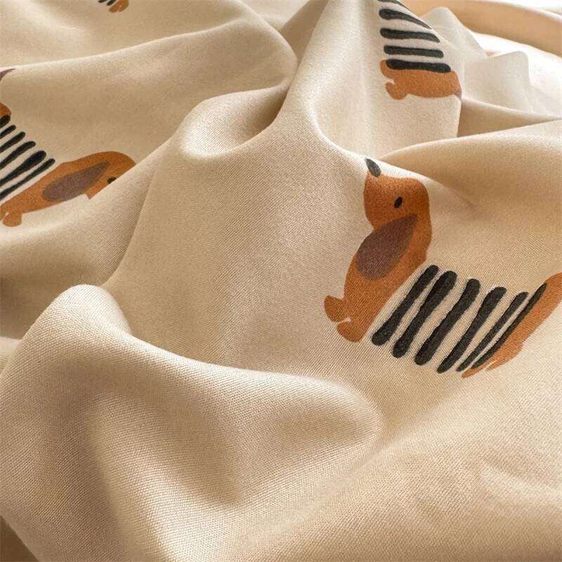 Cute Dog Printed Duvet Covet Set Brown Color Comforter Cover with Pillowcase for Kids Single/Queen/King housse de couette Full H260311 - view 6