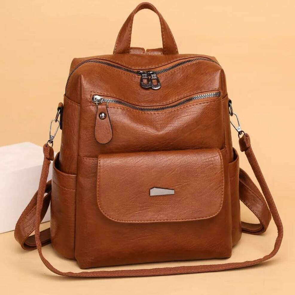 Genuine Women Leather Backpack Fashion Female Shoulder Bag Sac A Dos Ladies Bagpack Mochilas School Bags For Teenage Girls 2024