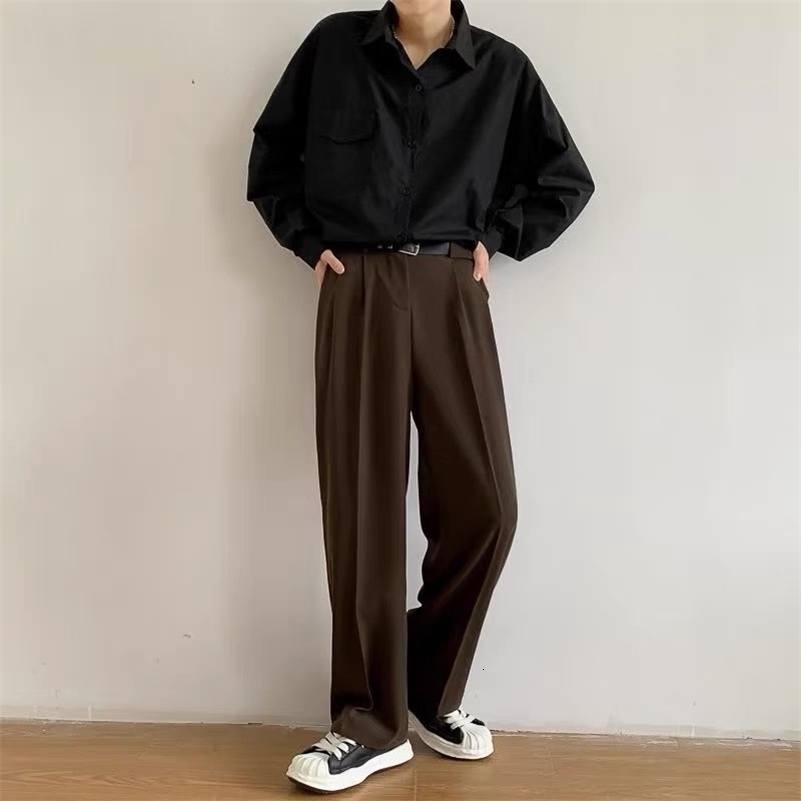 Brown Black Suit Pants Men Slim Fit Fashion Social Mens Dress Pants Korean Casual Straight Pants Mens Office Formal Trousers 260327