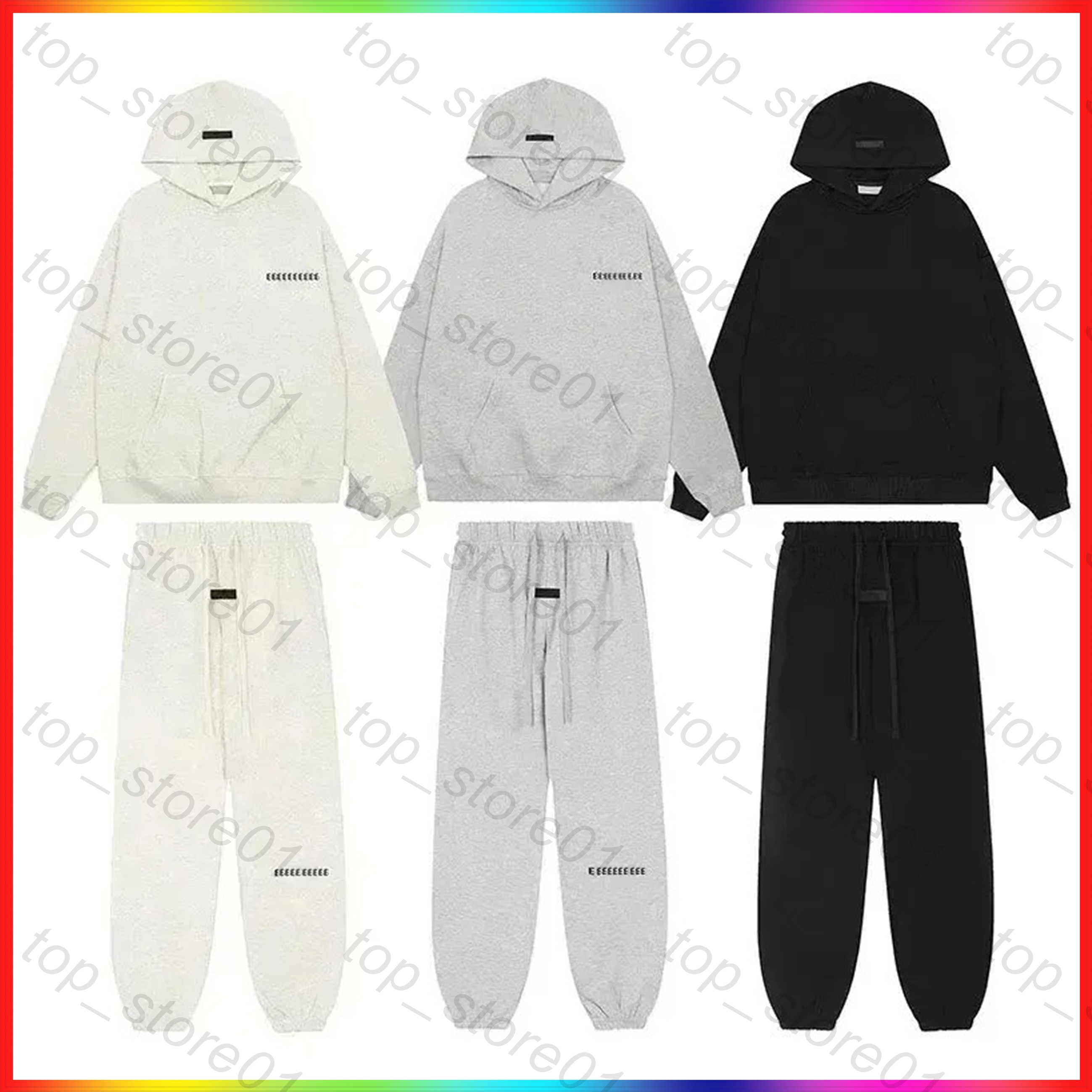 2026 Designer Men women hoodie sweatshirt essential hoodies essential shorts 3D Silicon Letter Printed Loose essential Sweatpants Casual Oversize Loose Set