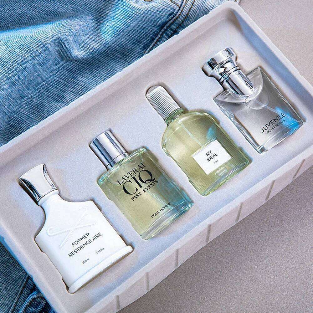 Men Perfume Gift Box 100ml Four Piece Set Lasting Fragrance Body Spray Plant Floral Scent Pheromone Cologne Perfumes Men's Gifts Z260311