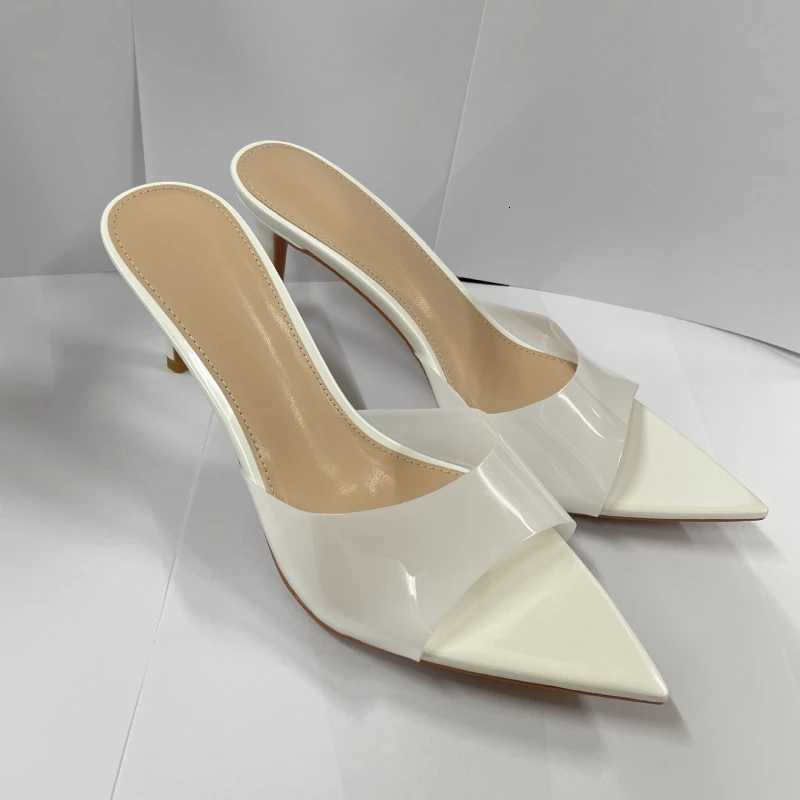 New Summer Womens High-heeled Sandals Transparent High-heeled Stiletto Pointed Toe Slip-on High-heeled Sandals K260311