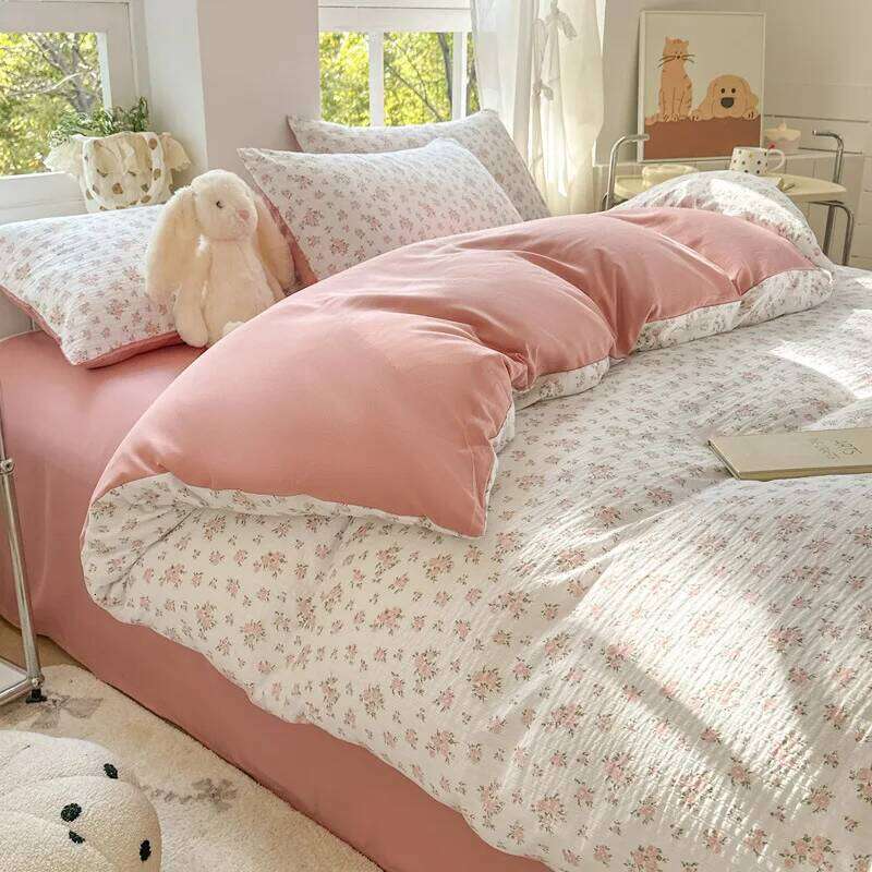 A-Class Double-Layer Yarn Floral Bedding Set Bubble Cotton Skin Friendly Summer Duvet Cover Sets Ins Soft Bed Linens for Home H260311