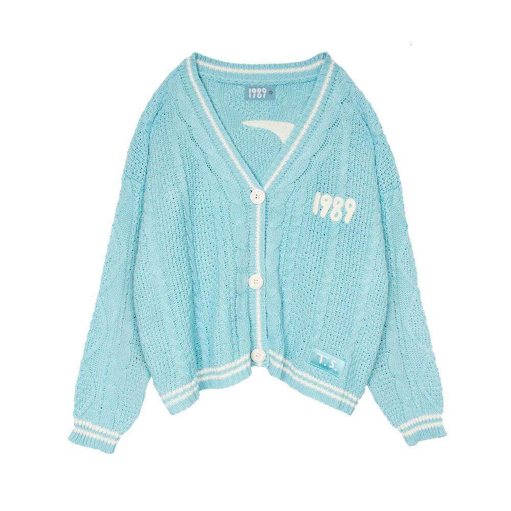 Swif T Beige Cardigan Tay Red Star Embroidered Cardigans Lor V-neck Knitted Sweater