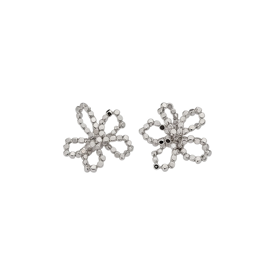 Silver needle hollow flower stud earrings, minimalist style, unique trendy, fashionable and versatile, niche high-end earrings - view 9