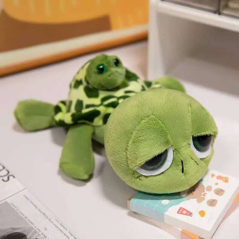 Home Decor Plush Ornament Cute Big Eye Turtle Mother Child Plushie for Living Room Bedroom Home Use Shelf Decor Thanksgiving Gift