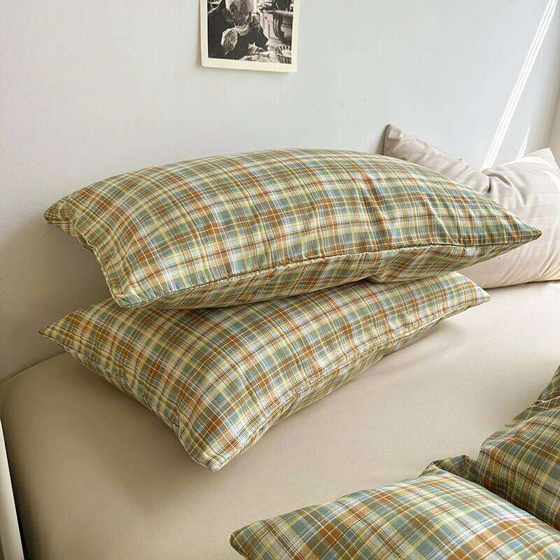 Japanese Simple Plaid Duvet Cover Retro Stripe Bedding 3PCS Soft Breathable Lightweight Quilt Covers Set with Zipper Closure H260311