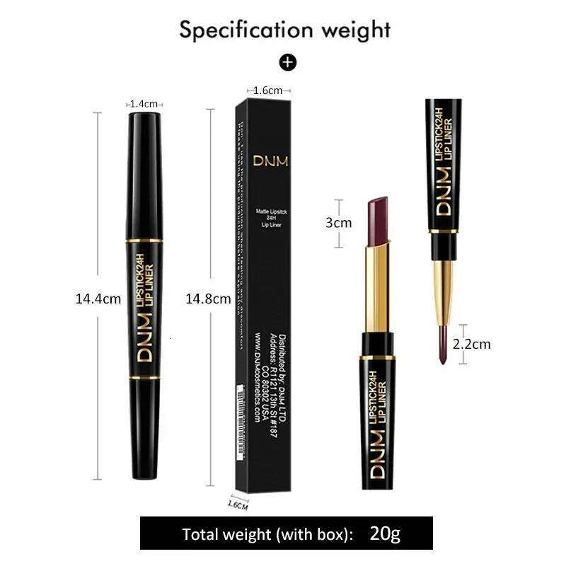 2 In 1 Matte Lipstick Double Ended Liner Pen Red Nude Long Lasting Waterproof Lady Charming Lip Pencil Makeup Tools W260311