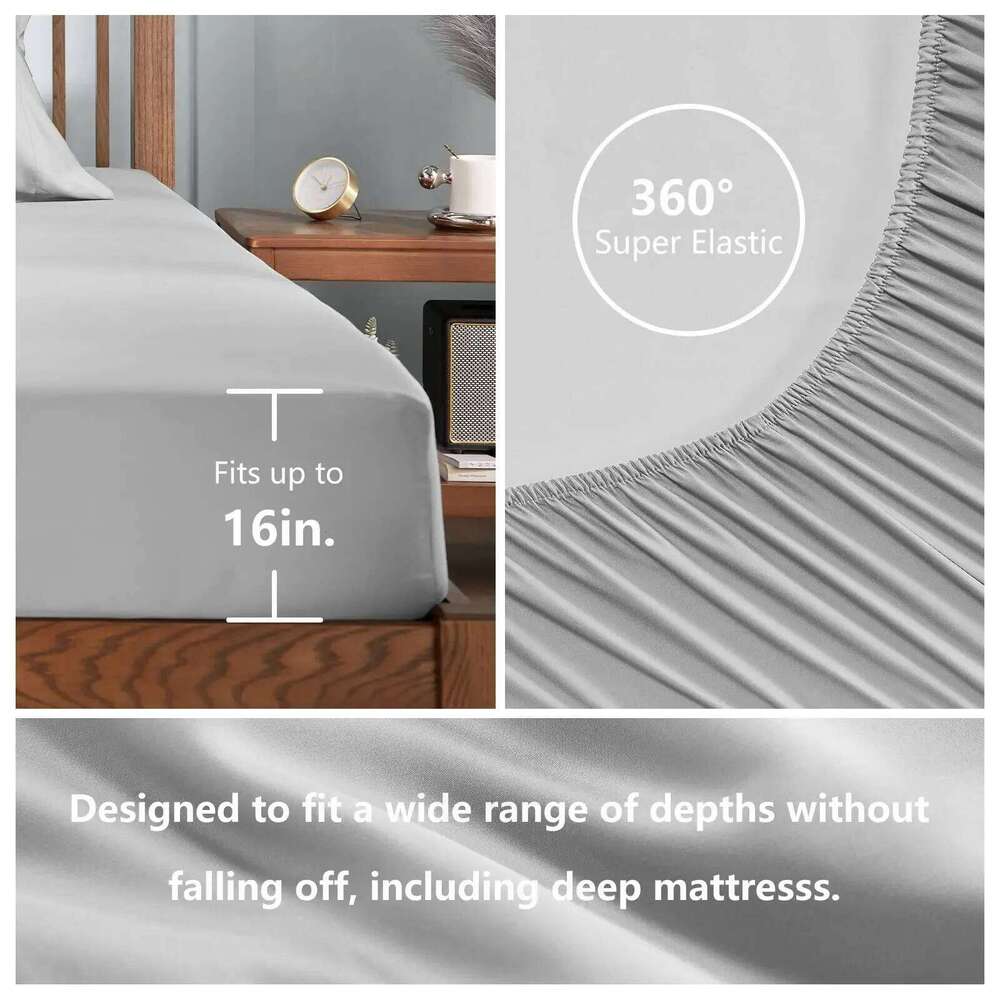Bed linen set sets mattress cover flat fitted sheet pillowcases Solid Bedding Double Twin Full Queen King Size H260311 - view 4