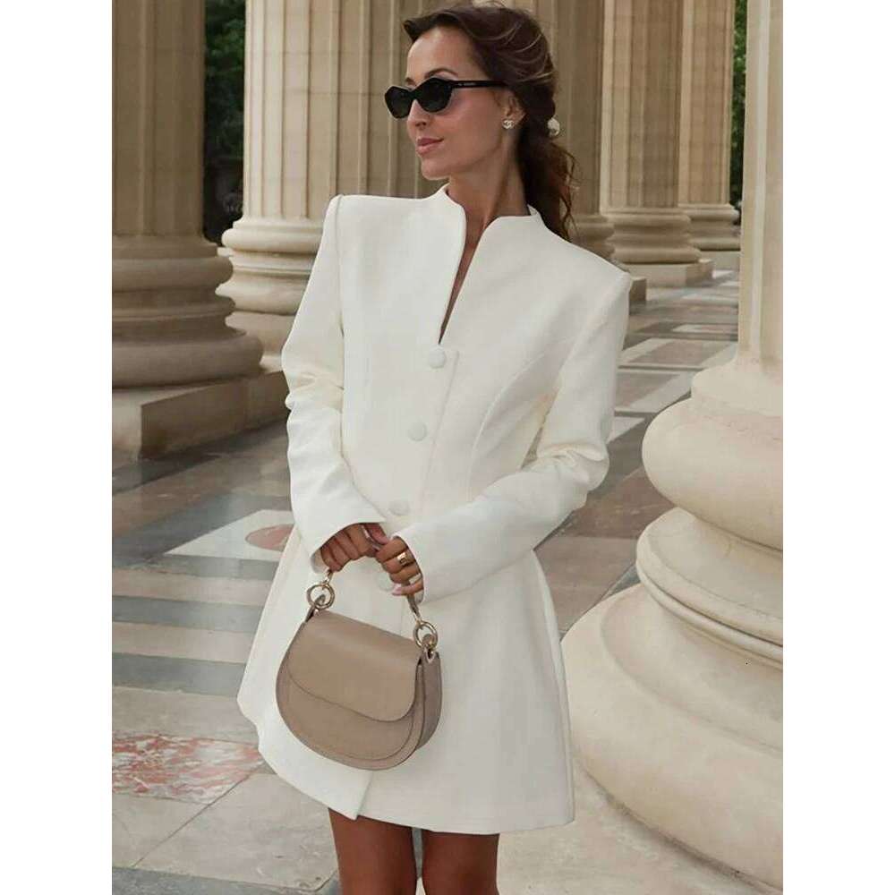 XIAOTANG Half Collar Long Sleeve Sexy Mini Dress Women Autumn Winter New Single-breasted High Waist Blazer Dresses Female Z260311