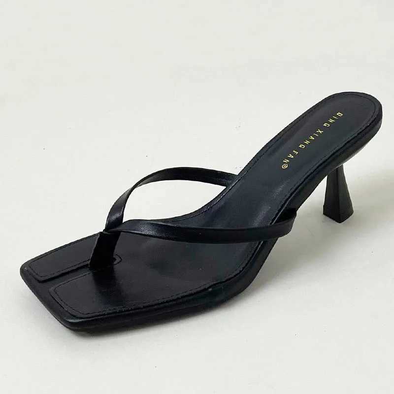 Golden Ladies Thin Heels Pumps Slides Shoes Female Slip On Footwear Fashion Shallow Women Medium Heels Shoes Flip flops K260311