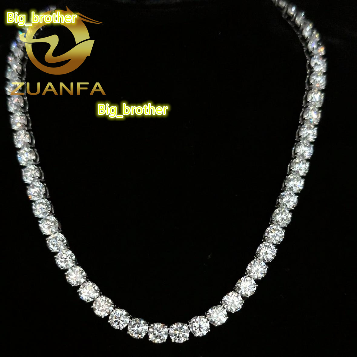 Deluxe 7mm IGI Lab Grown Diamond 925 Silver Tennis Necklace Fashion Hip Hop Jewelry CVD Diamond Tennis Chain