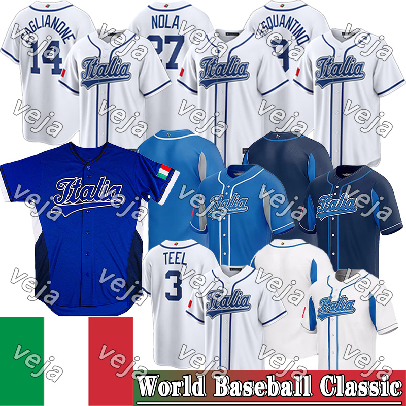 Pasquantino Aaron Team Italy Baseball Jersey 2026 World Baseball Classic Jersey Nola Vinnie Pasquantino Kyle Teel Jac Caglianone Baseball Jersey