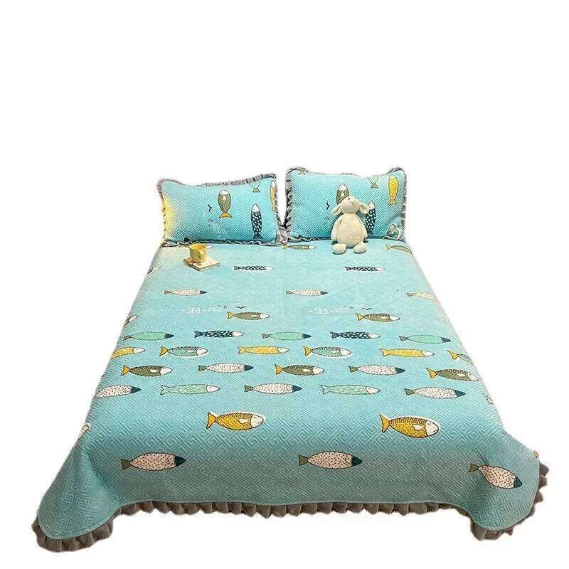 Thickened Milk Fiber Quilted Three Or Four Piece Suit Winter Tatami Bed Cover H260311