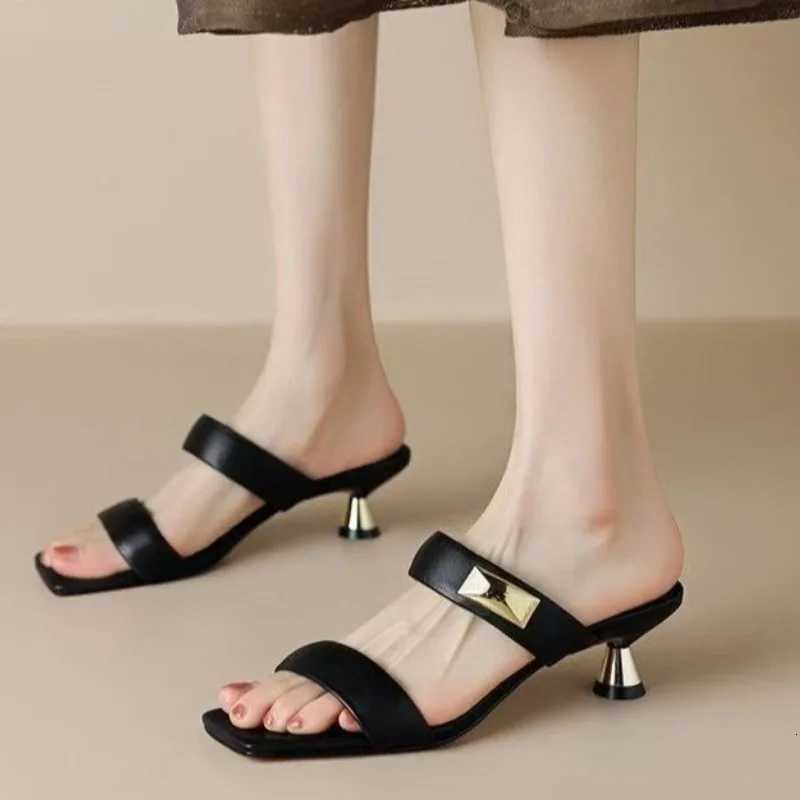 Square Toe Women High Heels Slippers Heeled Sandals Party New 2025 Summer Shoes Sexy Dress Designer Woman Pumps K260311