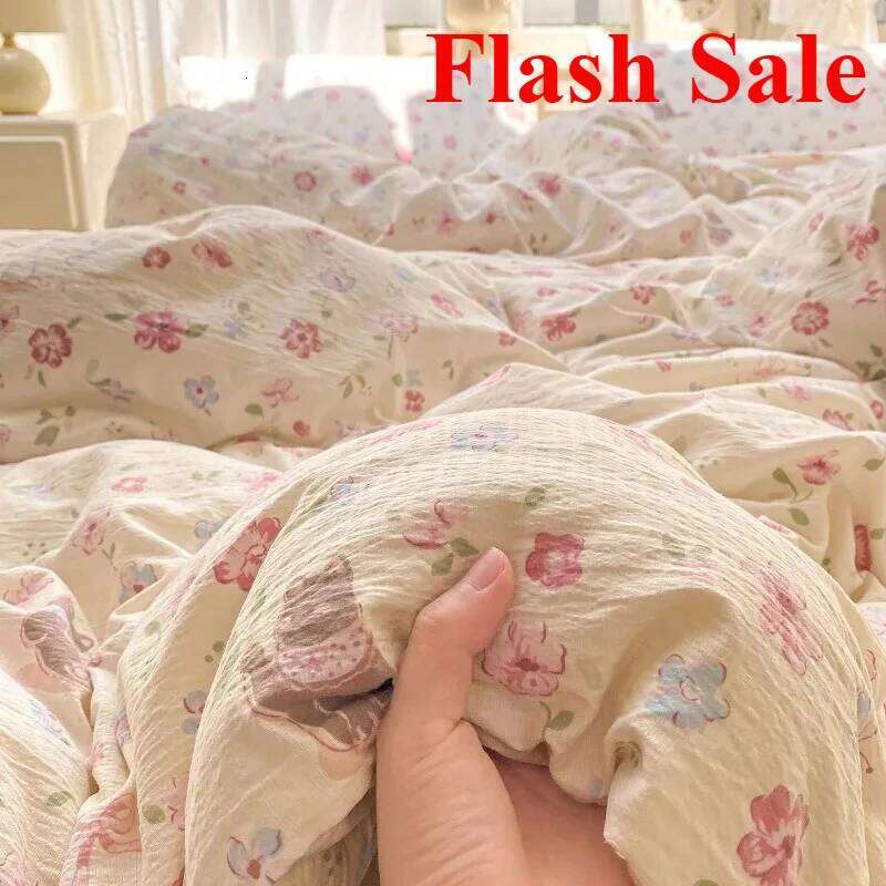 2025 new wrinkled double-layer yarn four-piece set mattress model cream wind class A cloud feeling super soft kapok kit H260311 - view 4