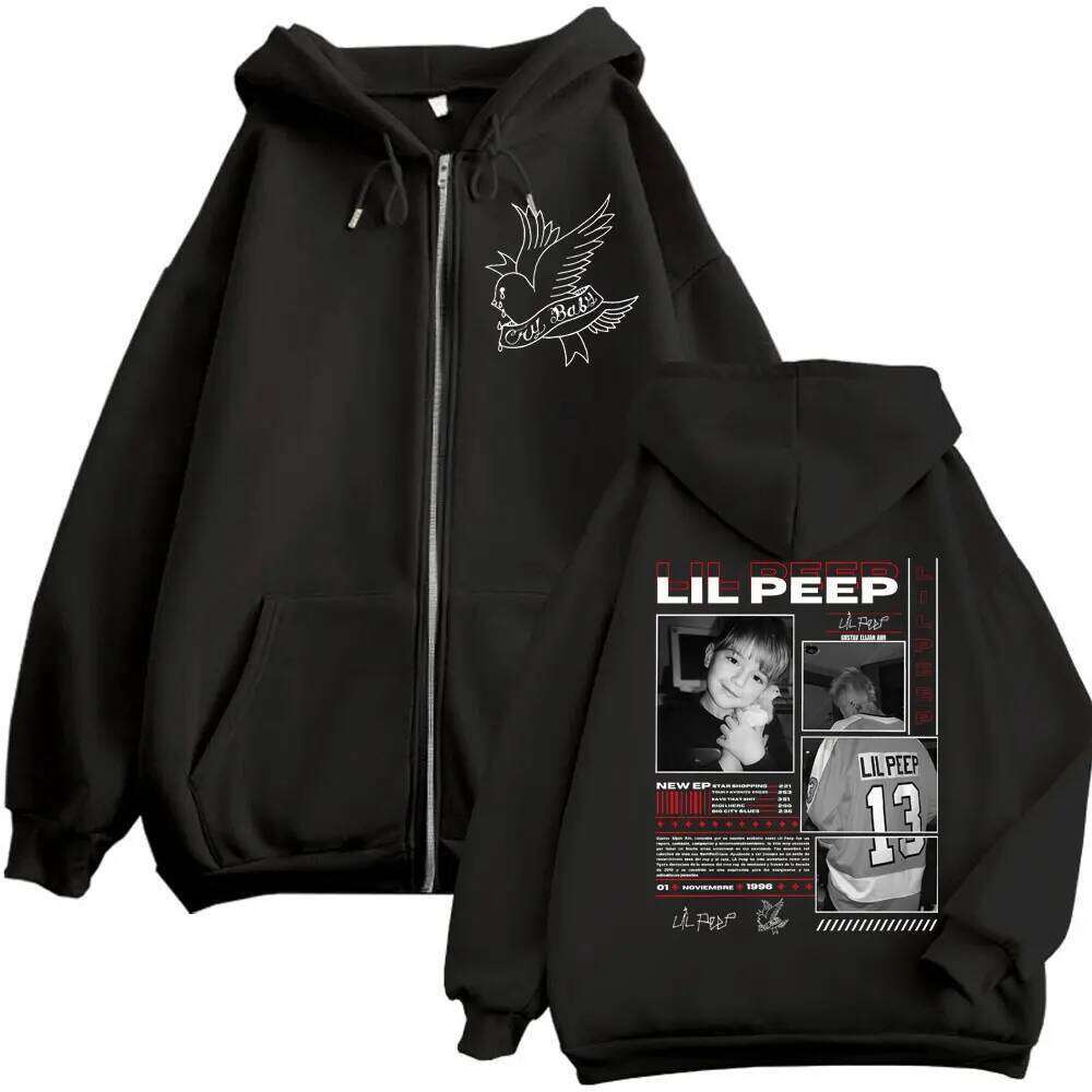 Rapper Lil Peep Merch Zipper Hoodies Fashion Hip Hop Vintage Zip Up Jacket Pullovers Men Women Casual Long Sleeve Sweatshirts 26H0311