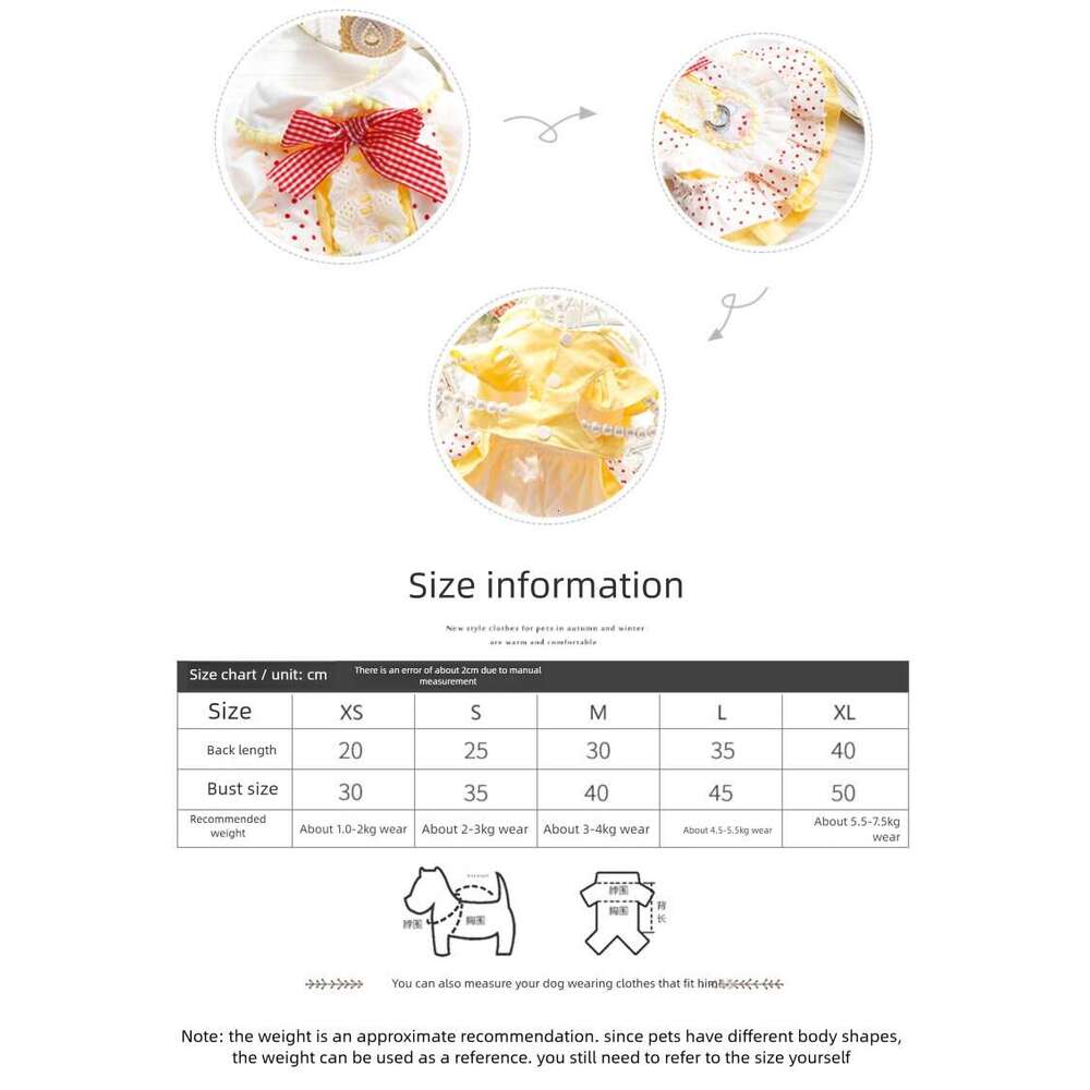 dog Clothes Spring Summer Thin Style Cat Princess Dress Red Dot Yellow Bear Leash Lolita Small Dog Pet Wholesale