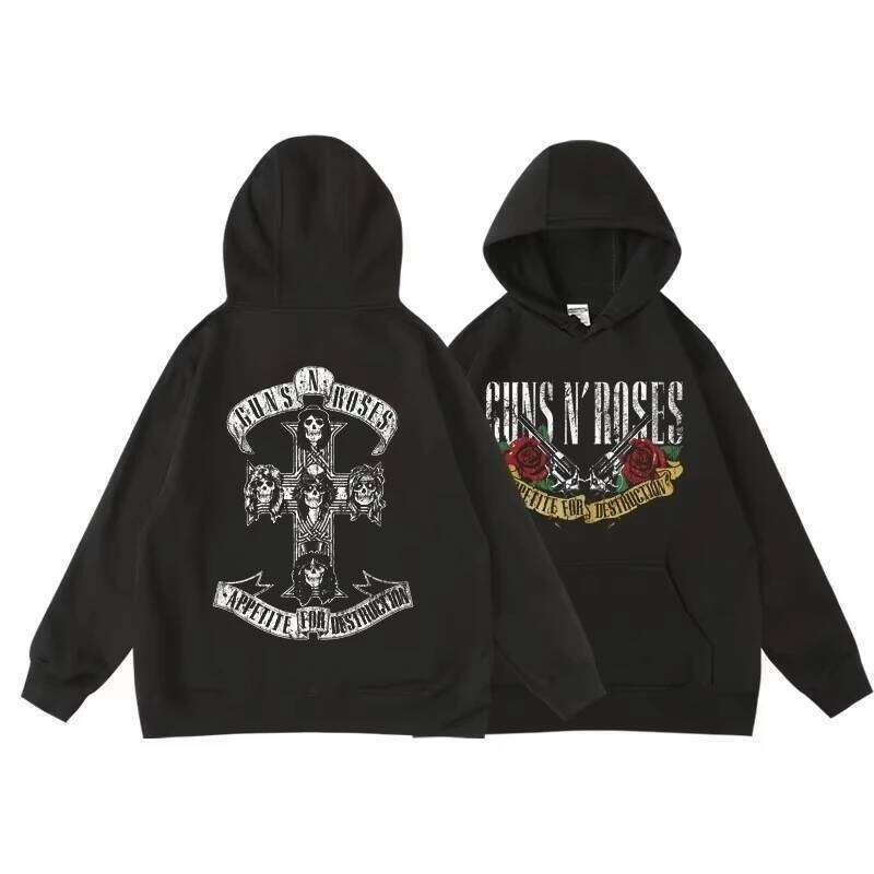 Guns N' Roses We'Re Back Retro Street Style Hoodie for Women O-Neck Pocket Fleece Breathable Pullover Woman Hoody C260311