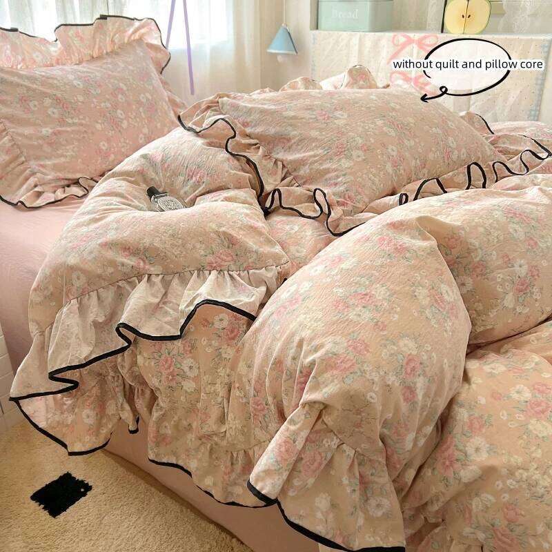 3pcs Korean style Duvet Set 1*Duvet Cover + 2*Pillowcase, Without Core,Princess lace Bedding Set, Soft Comfortable H260311
