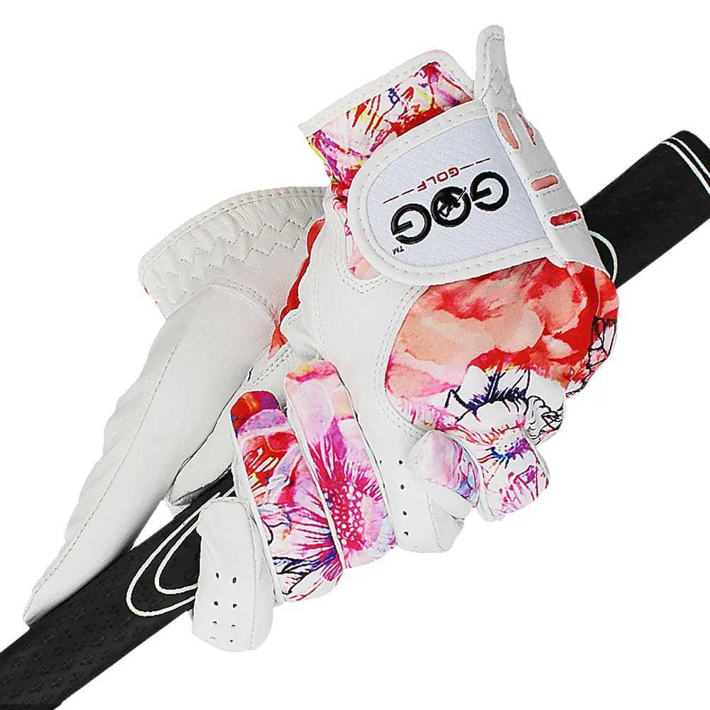 Pack 1 Pair Gloves Genuine Leather Lycra Non-Slip Colorful Fabric Breathable Soft Sports Gloves Women Left and Right Hand M260311